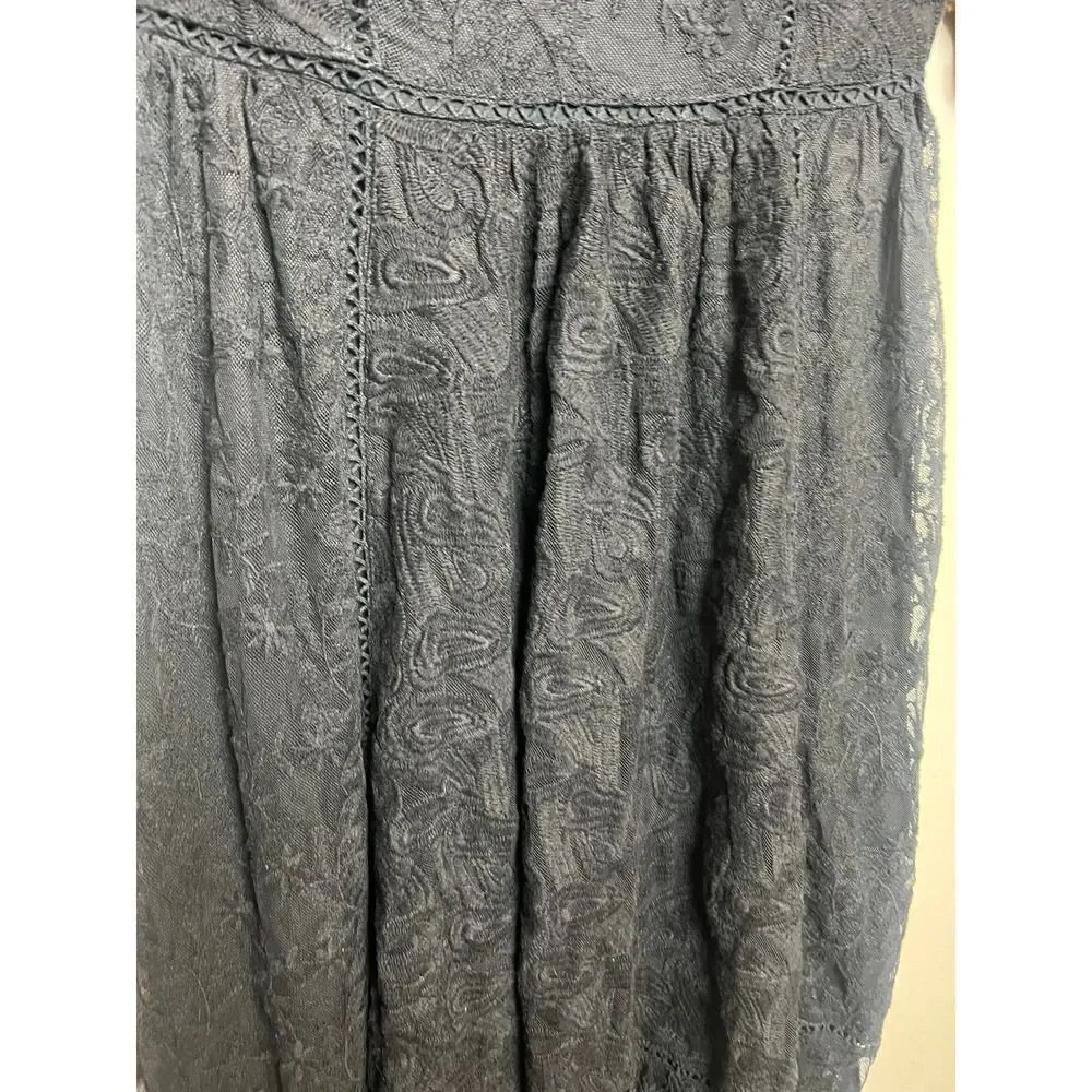 Free People Mountain Laurel Black Midi Dress Sz. XS
